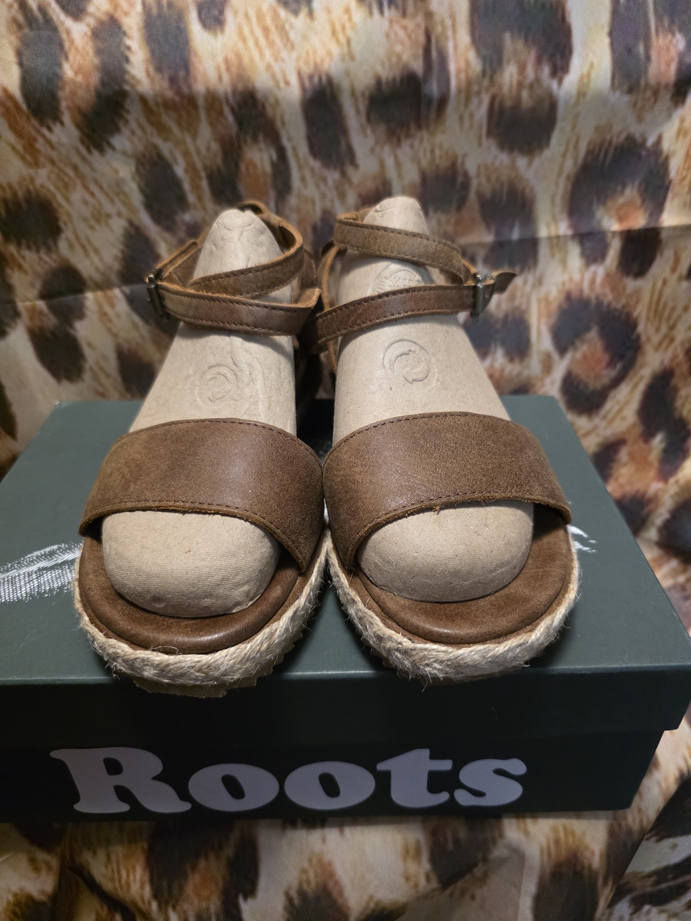 Roots The St. Tropez Tribe Leather Platform Espadrille Sandals - Size 38 / 7.5